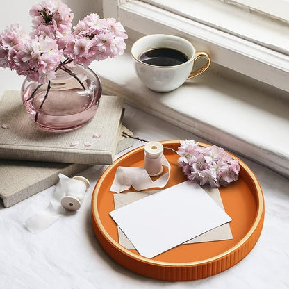 SANZIE Leather Tray Desktop Storage Organizer Premium Serving Tray Decorative Tray Valet Tray for Sundries Cosmetics Phone Wallet Cutlery