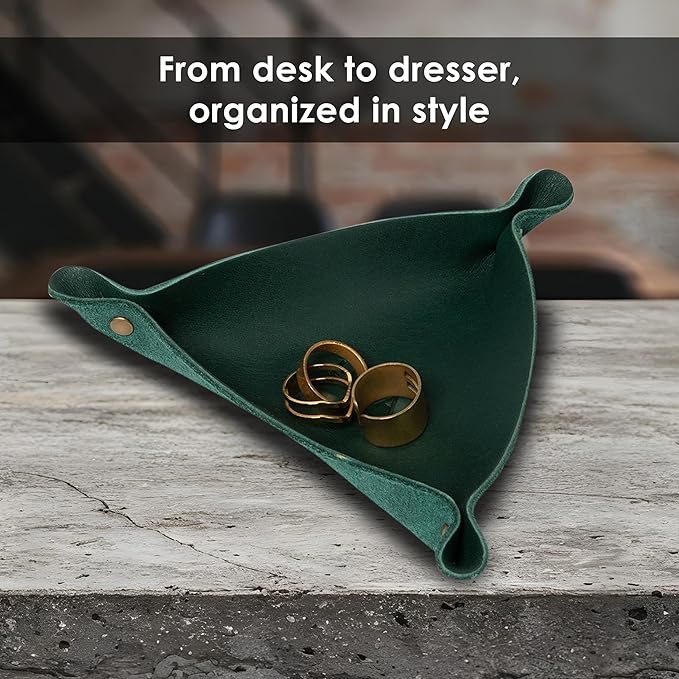 Northwind Personalized Leather Valet Tray – Custom Engraved Full Grain Leather Catchall Tray for Men, Handmade in USA Desk Organizer & Groomsmen Gift, Perfect Storage for Nightstand, Dresser