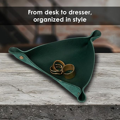 Northwind Personalized Leather Valet Tray – Custom Engraved Full Grain Leather Catchall Tray for Men, Handmade in USA Desk Organizer & Groomsmen Gift, Perfect Storage for Nightstand, Dresser