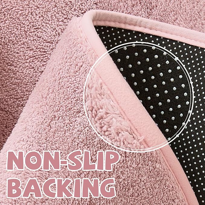 jinchan Solid Plush Round Rug 5ft Performance Shaggy Circle Rug 5' Round Washable Indoor Soft Modern Faux Wool Non Slip Carpet for Living Room Kids Room Bedroom Dining Room Pink