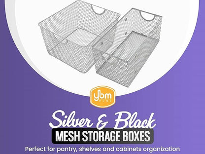 YBM HOME Kitchen Pantry Organizer Wire Baskets for Shelves, Cabinets, Pantry, Countertop, Mesh Open Storage Bin Metal Basket for Organizing Food Supplies, 6 Pack