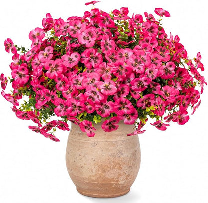 Artificial Flowers, 24 Bundles, Decorative Bouquets for Home, Wedding, Garden, Office Decor (Dark Pink)