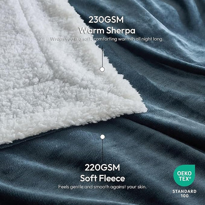 NANPIPER Warm Sherpa Blanket for Couch, Soft Fleece for Winter, Fuzzy Plush Throw Gift for Women, Forest Green 50x60 Inches