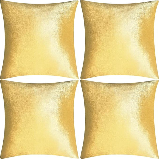 4 Pack 18x18 Pillow Cover Velvet Pillow Covers, Square Throw Pillow Covers for Living Room Decorations Throw Pillow Case, Throw Pillow Cover Cushion Cover for Home Sofa Bedroom Car, Gold