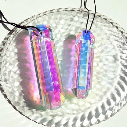5Pcs 3-inch Crystal Sun Catcher Prisms for Windows Garden Patio,AB Colored Hanging Suncatchers with Glass Prism Rainbow Maker Ideal