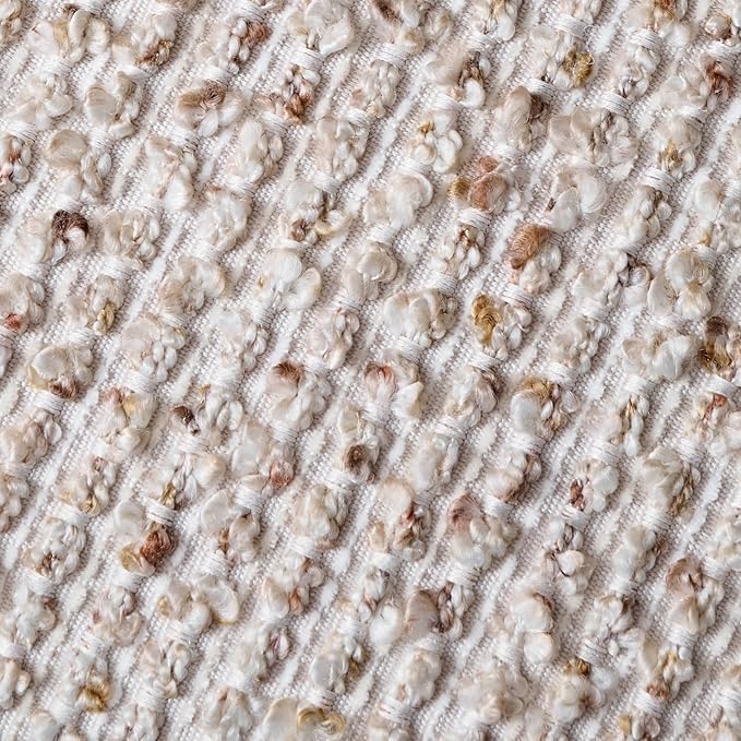 18x18 Beige Throw Pillow Cover Textured Boucle Striped Chic Morden Boho Accent Farmhouse Square Decorative Couch Pillow Cover for Home Decor Bed Sofa Living Room