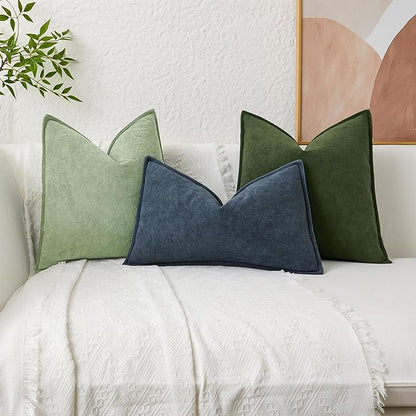 Kevin Textile Spring Waterproof Decorative Pillow Covers Sage Green 24x24 Inch Pack of 2 Soft Boucle Textured Euro Pillowcases Elegant Accent Pillows for Couch Sofa Chair Bed Home Decor Indoor Outdoor