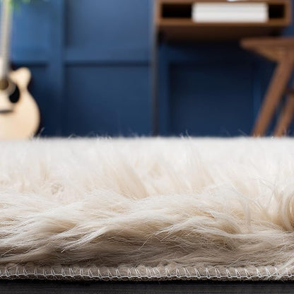 SAFAVIEH Faux Sheepskin Collection Runner Rug – 2'6" x 6', Beige, Ultra-Soft Plush Accent for Bedroom, Living Room, or Hallway (FSS235K)