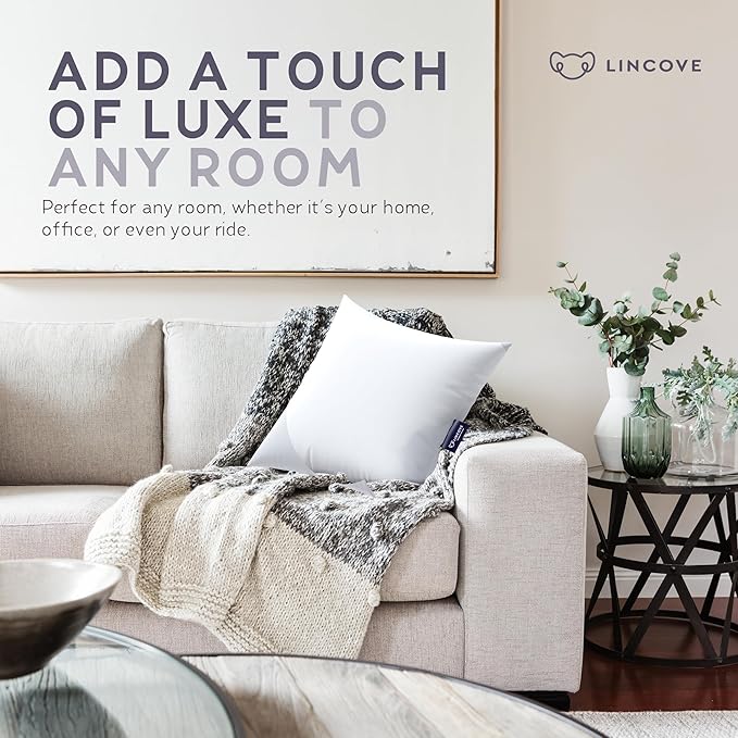 Lincove Euro Throw Pillow Insert Square 12"x20" Pillow – Made in Canada, 100% Cotton Shell, Down Alternative Filling, Vegan-Friendly, Hypoallergenic - Decorative Couch Pillows, 1 Pack