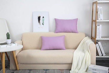 TangDepot Handmade Decorative Solid 100% Cotton Canvas Throw Pillow Covers/Pillow Shams, (12"x20", Light Purple Lavende)