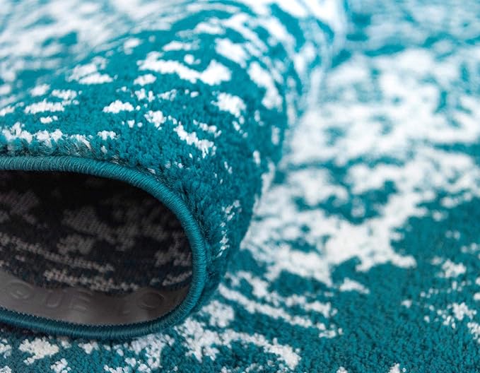 Rugs.com Arlington Collection Rug – 8 Ft Square Turquoise Medium-Pile Rug Perfect for Living Rooms, Kitchens, Entryways