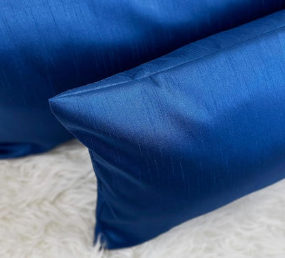 Aiking Home 12x24 Inches Faux Silk Rectangular Throw Pillow Cover, Zipper Closure, Royal (Set of 2)