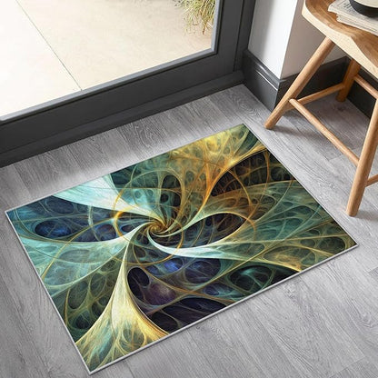 Fractal Art Rug 5x6, Washable Abstract Swirl Rugs for Living Room Bedroom, Optical Illusion Area Rug for Home Decor, Non Slip Backing Floor Carpet with Gripper - 5 x 6 ft