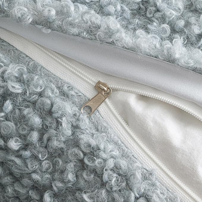 MIULEE Pack of 2 Throw Pillow Covers 18x18 Inch Light Blue Faux Fur Decorative Sherpa Pillow Covers Fuzzy Accent Soft Sheepskin Fleece Cushion Cases for Boho Home Decor Couch Living Room Bed