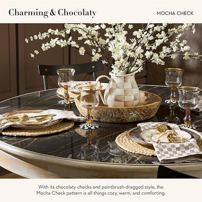 MACKENZIE-CHILDS Set of 4 Cork-Back Placemats, Hard-Finish Table Mats, Brown-and-White Mocha Check