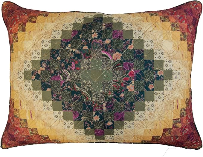 Donna Sharp Contemporary Polyester Quilt Bedding Set with Spice Postage Stamp Design - 2-Piece Twin Size Quilt Set - Includes Quilt and One Pillow Shams - Perfect for Any Decor