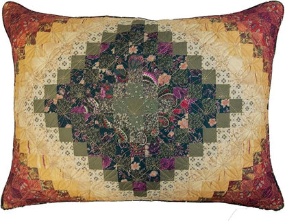 Donna Sharp Contemporary Polyester Quilt Bedding Set with Spice Postage Stamp Design - 2-Piece Twin Size Quilt Set - Includes Quilt and One Pillow Shams - Perfect for Any Decor
