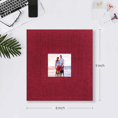 Mublalbum Small Photo Album 4x6 200 Photos Linen Cover Picture Book with Horizontal Pockets for Wedding Family Anniversary and Baby (Red)