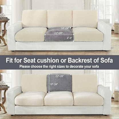 NAISI Couch Cushion Covers 1 Piece Velvet Stretch Sofa Seat Covers or Backrest Covers Soft Individual Couch Covers for Sectional Sofa(1 PC for Seat Cushion or Backrest,Light Grey)