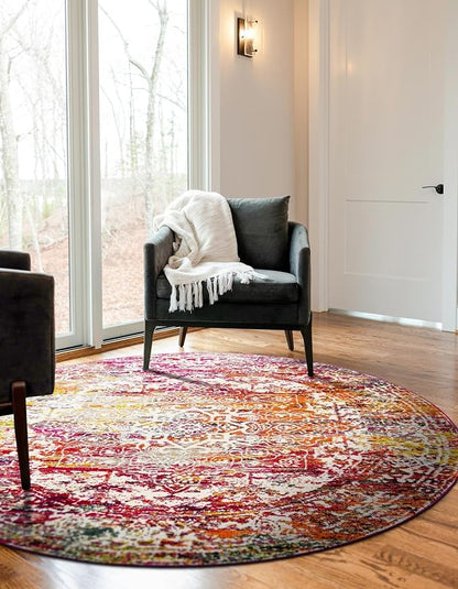 Rugs.com Arlington Collection Rug – 10 Ft Round Multi Medium-Pile Rug Perfect for Kitchens, Dining Rooms