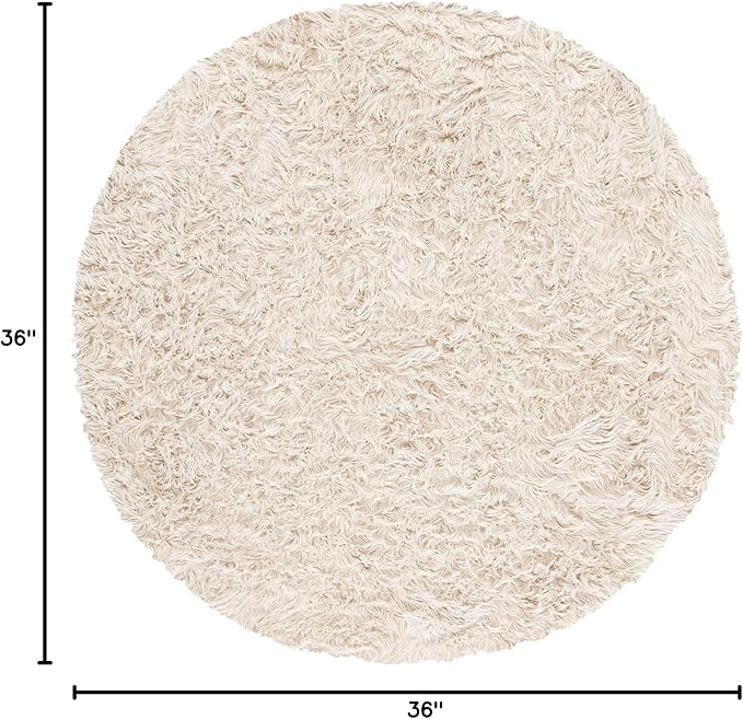 SAFAVIEH Faux Sheep Skin Collection Accent Rug - 3' Round, Beige, Silken Glam Design, Non-Shedding & Easy Care, 2.35-inch Thick, Ideal for The Living Room, Dining Room, Bedroom (FSS235K-3R)