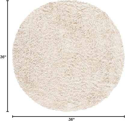 SAFAVIEH Faux Sheep Skin Collection Accent Rug - 3' Round, Beige, Silken Glam Design, Non-Shedding & Easy Care, 2.35-inch Thick, Ideal for The Living Room, Dining Room, Bedroom (FSS235K-3R)