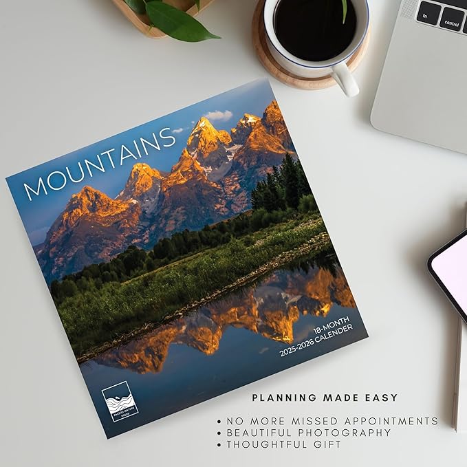 Mountains Wall Calendar 2026 | Nature Calendar | 12" x 24" Open | Giftable Scenic Calendar 2026 | Thick & Sturdy Paper for Organizing & Planning | Pacific Waters Press (Mountains)