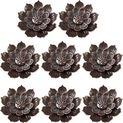 GXXMEI 8PCS Lotus Brass Stick Incense Burner Holder Incense Burner Cone Ash Catcher Home Fragrance Accessories
