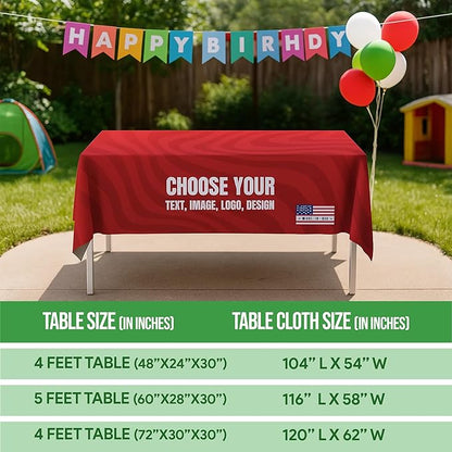 Custom Table Cloth for 4ft/5ft/6ft Table by BCB Print | Personalize with Business Logo/Image/Text | Trade Shows, Events & Weddings | HD Printed Custom Table Sign | Express Dispatch+Ship | Made in USA