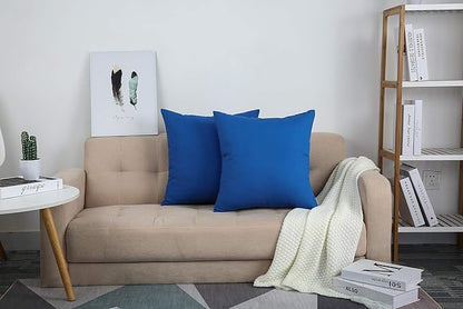 TangDepot Handmade Decorative Solid 100% Cotton Canvas Throw Pillow Covers/Pillow Shams, (26"x26", Bright Royal)