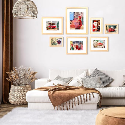 KINLINK 4x6 Frame White Oak, Solid Wood 4 x 6 Picture Frame with Acrylic Plexiglass for 3.5x5 with Mat, Tabletop and Wall Display Photo Frames 4x6 White Oak, 4 Pack