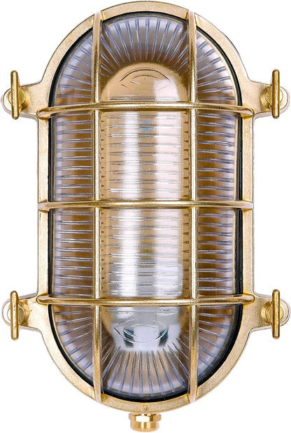 BLINKO Nautical Brass Bulkhead Wall Light,Vintage Retro Wall Sconce,Industrial Lighting Fixtures,Mid Century Modern Decorative Light,IP 54 Precision Waterproof,Lampshade Only,with Bottom Hole