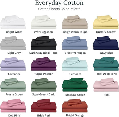 California Design Den XL Twin Sheets Set - Natural 100% Cotton Sheets, Soft Sateen, Fully Elasticized Deep Pockets, Breathable and Durable Bedding for Dorm Room - Doll Pink