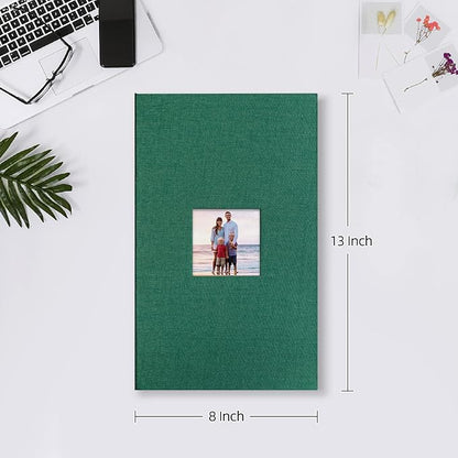 Mublalbum Small Photo Album 4x6 300 Photos Linen Cover Picture Book with Horizontal Pockets for Wedding Family Anniversary and Baby (Dark Green)