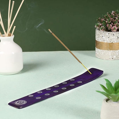 Bless-International Traditional-Handmade-Burner Wooden-Incense-Stick-Holder Ash-Catcher-Stand for-Aromatherapy-Meditation-Yoga (Heavens Blue) 10 Inches, Pack of 2