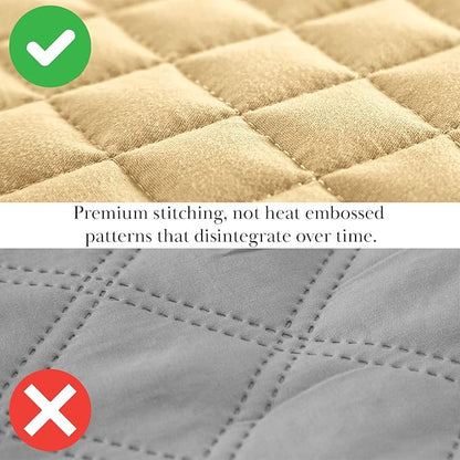 Southshore Fine Living, Inc. King Quilt Bedding Set, Soft, Lightweight Quilt, King Size Coverlet, Stain & Pet Hair Resistant Bedding, Standard or California Size with 2 Pillow Shams, Gold