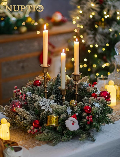 NUPTIO Cast Iron Candlestick Holders: Antique Brass Taper Candle Holders with Unique Drip Wax Aesthetics - Set of 3 Gold Candle Sticks Holder Fireplace Mantel Decor