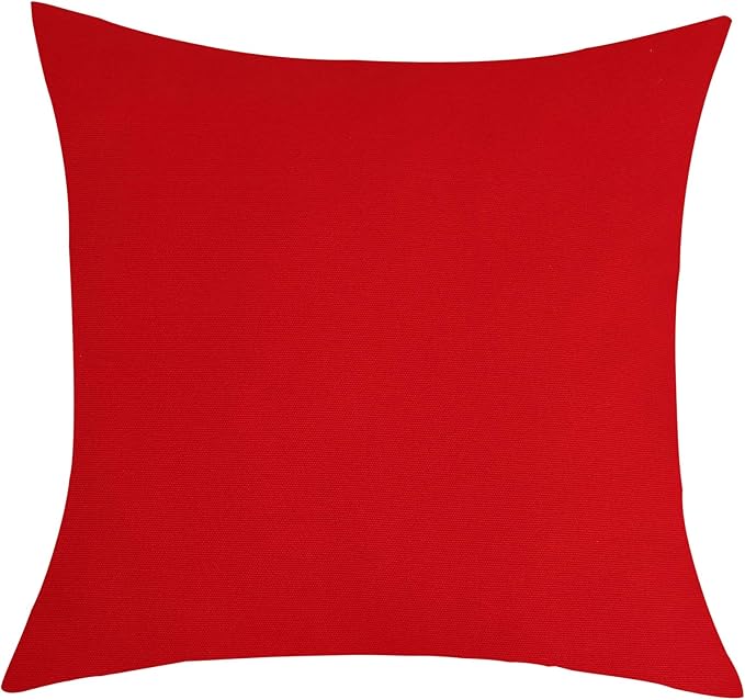 TangDepot Set of 2 Handmade Decorative Solid 100% Cotton Canvas Throw Pillow Covers/Cushion Covers, 45 Colors Available - (20"x20" 2 Pieces, Red)
