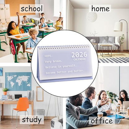 2026 Mini Desk Calendar Monthly Standing Desktop Calendar 8.3" x 5.2" - Purple (Oct. 2025 to Dec. 2026)