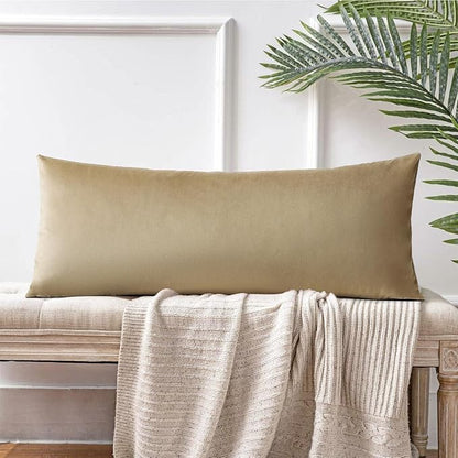 Artscope Luxury Velvet Lumbar Pillow Cover Super Soft Decorative Rectangle Throw Pillow Covers Case Cushion Covers for Sofa Couch Bedroom Car Decor 14x36 Inch Tan