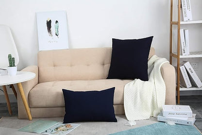 TangDepot Handmade Decorative Solid 100% Cotton Canvas Throw Pillow Covers/Pillow Shams, (16"x16", Dark Navy)