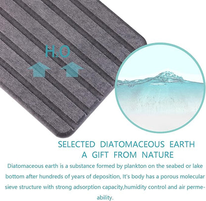 2 PCS Water Absorbent Diatomite Coasters (12.2" x 4"), Grooved Design, Water Absorbing Stone Used for Hand Soaps & Plants & toiletries in The Modern Home