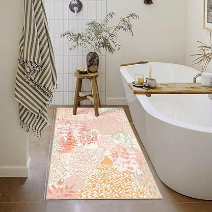 DEXDE 2x3 Area Rug, Small Boho Rugs Entryway Doormat Indoor Machine Washable Non-Slip Abstract Botanical Leaves Floral Floor Carpet for Living Room Bedroom Office Playroom,Pink
