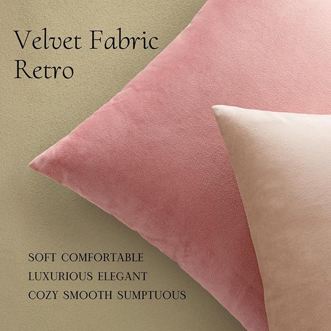 MIULEE Velvet Throw Pillow Covers 20x20 Inch, Pack of 2 - Dusty Pink, Soft Solid Decorative Pillow Covers Cushion Cases Modern Luxury Home Decor for Spring Couch Sofa Bedroom Livingroom