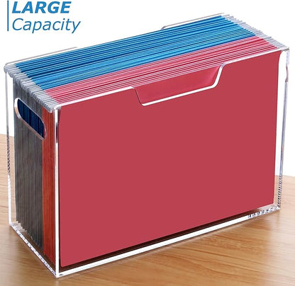DINGHUO Legal Size File Organizer, Acrylic Protable Hanging File Organizer with Handles, Clear Storage File Folder Holder Filing Box Crate for Desk, School, Office Supplies - 1 Pack