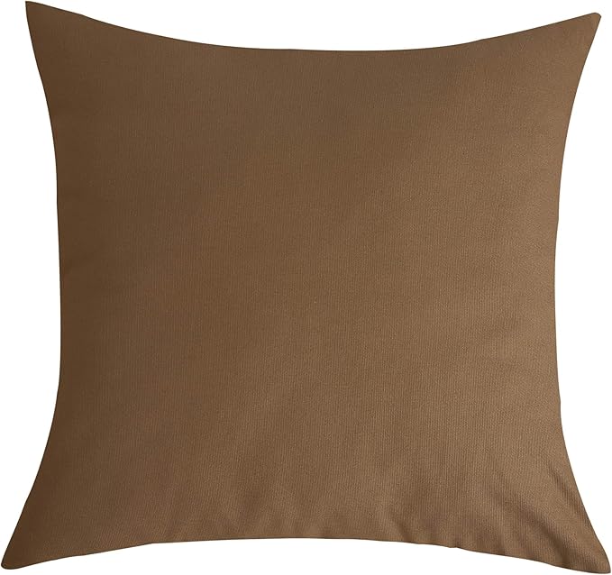 TangDepot Handmade Decorative Solid 100% Cotton Canvas Throw Pillow Covers/Cushion Covers, 45 Colors Available - (20" x20" , Light Coffee, 2 Count (Pack of 1))