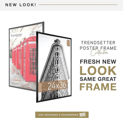 MCS Trendsetter 24x36 Poster Frame Black High-Gloss, Vertical & Horizontal Wall Hanging Large Picture Frame for Photos, Posters & Art Prints (1-Pack)