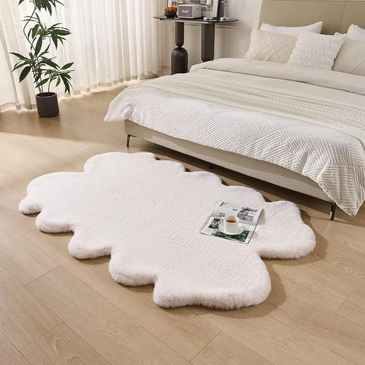 1700GSM Fuzzy Faux Sheepskin Fur Area Rug,Extra Soft Faux Fur Mat,Fluffy Shaggy Fur Rug for Bedroom Living Bedside Rug Room Decor-Ivory White, 4 x 6 ft