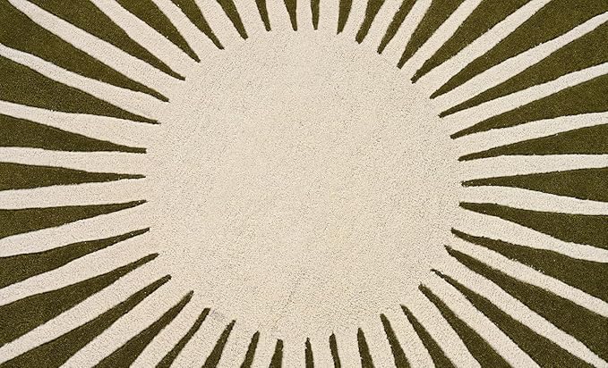 Modern Round Area Rug – Hand-Tufted with 100% NZ Wool, Thick & Soft Circular Carpet for Living Room, Bedroom & Dining Room Decor (Moss Green, 6' Round)