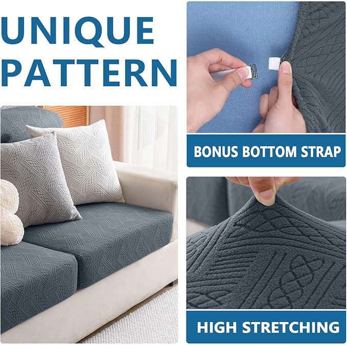hyha Waterproof Couch Cushion Covers for Sectional Sofa, Sofa Slipcover Washable, Sectional Chaise Lounge Couch Covers L Shape for Pets with Elastic Bottom(Chaise, Dark Grey)